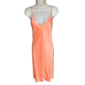 Wilfred Orange Satin Slip Midi Dress